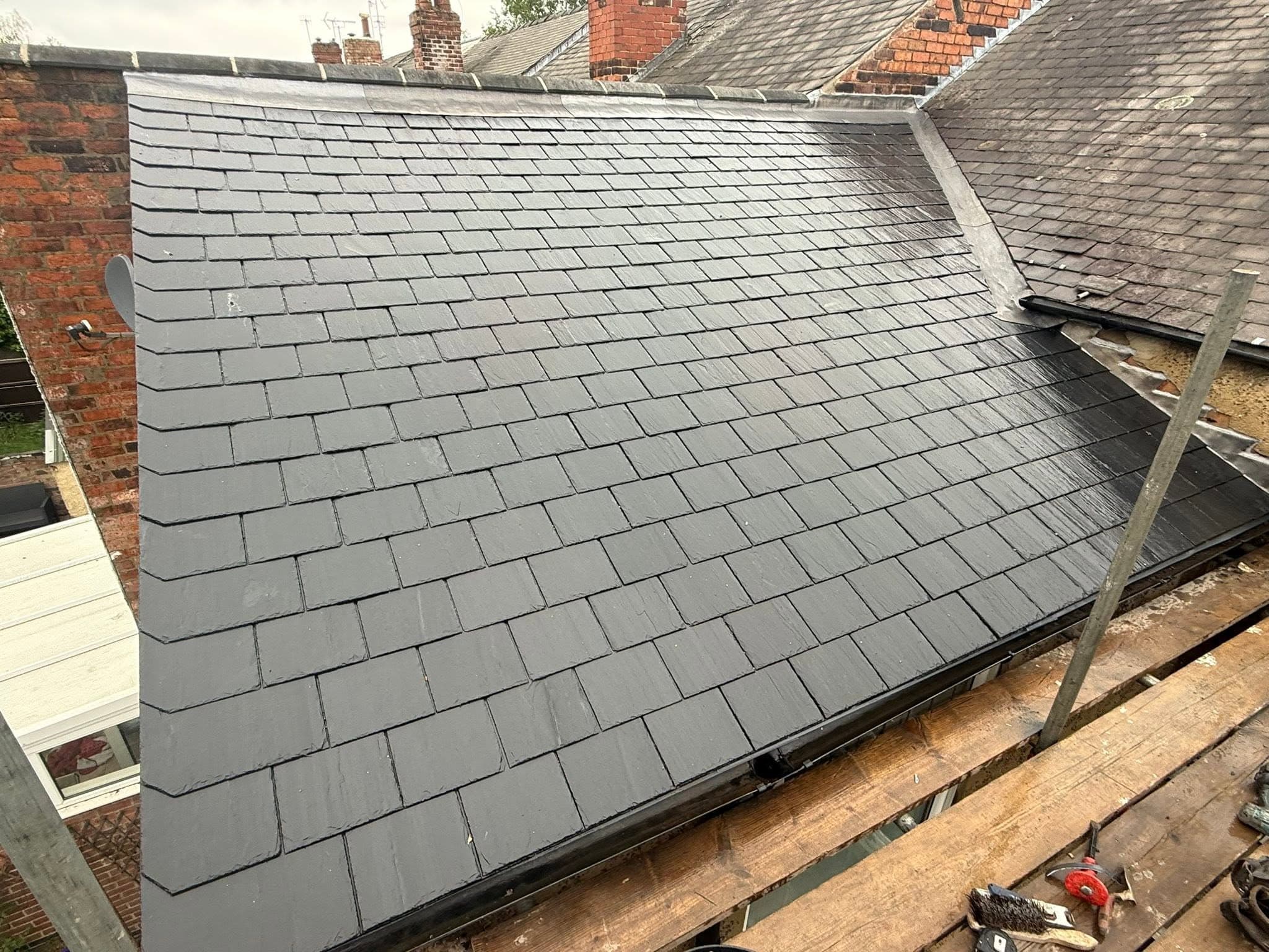 A pitched roof re-tiled by Jackson Roofing in Heanor