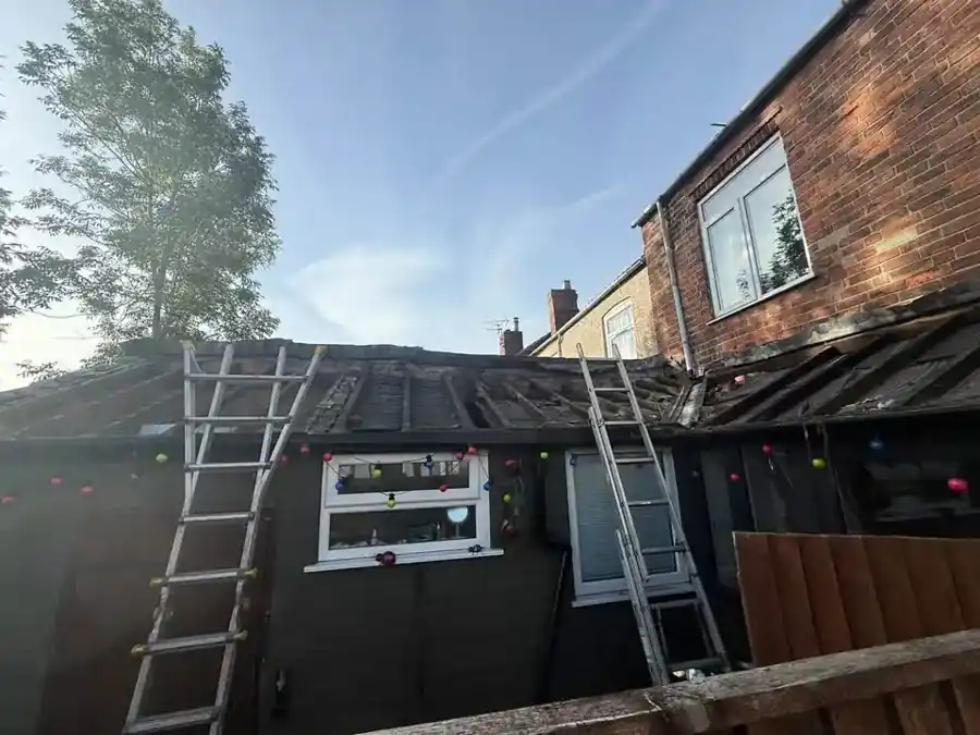 Full re-roof and structural roof repairs, before